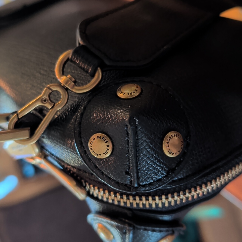 Karl Lagerfeld Black Satchel with Gold Accents - Picture 9 of 16